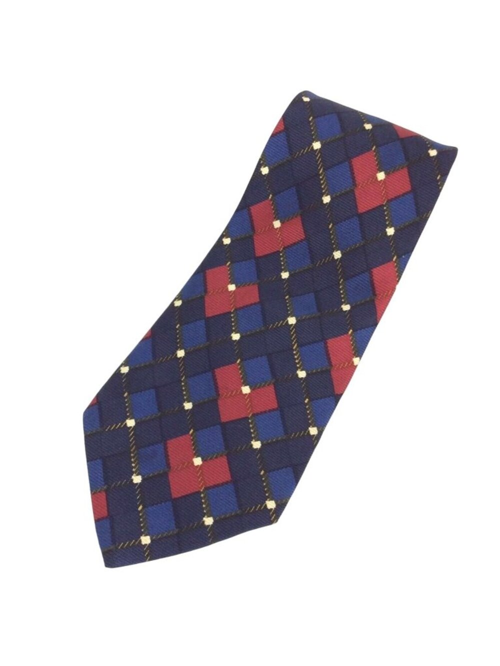 Tommy Hilfiger Neck Tie Large Check Blue Red Italian Silk Made In USA 90s